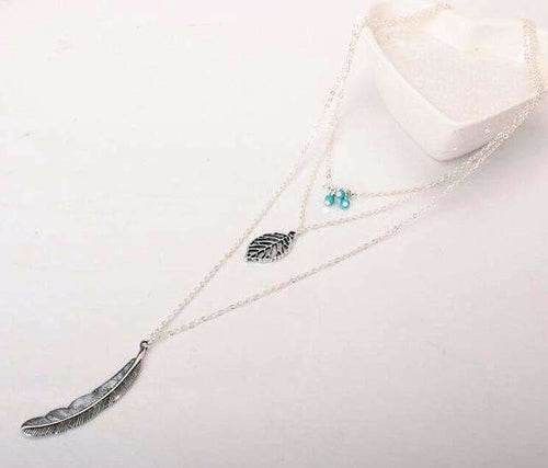 Turquoise Leaf Feather Multi Layer Necklace - Big J's Showstoppin' Store